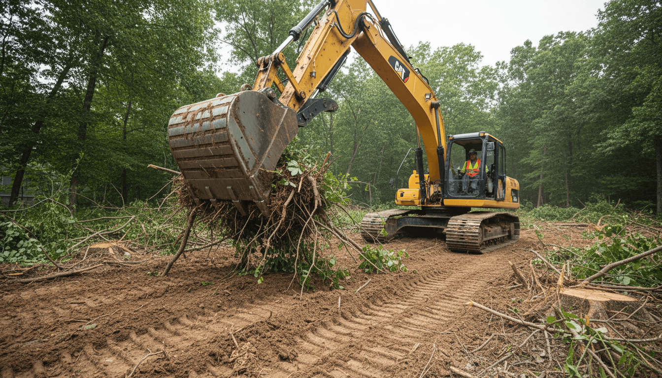 Forestry mulcher clearing brush and vegetation on a wooded property in Superior, Wisconsin