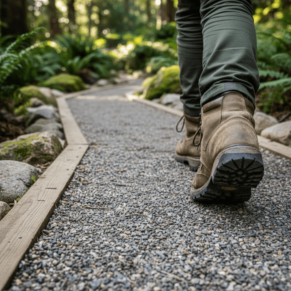 Cleared trail through wooded property